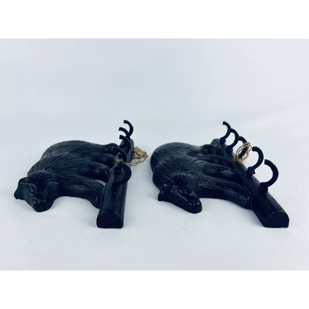 Lot Of 2 Cast Iron Bear Coat - Keys Hanger With 5 Hooks - NWT - Read